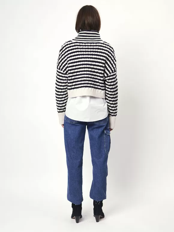 DANTE6 D6Veneto Stripe Turtle Sweater