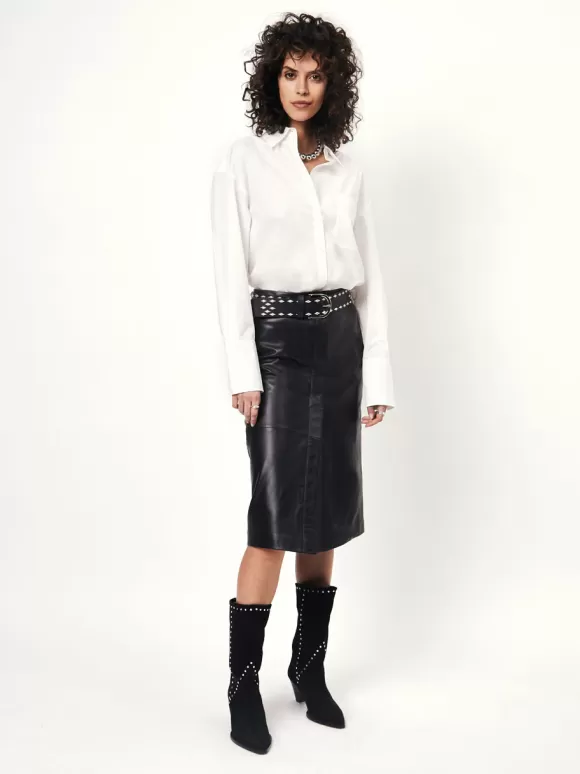 DANTE6 D6Yeva Leather Pencil Skirt