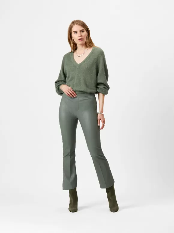 DANTE6 Tyson Crop Flare Leren Broek