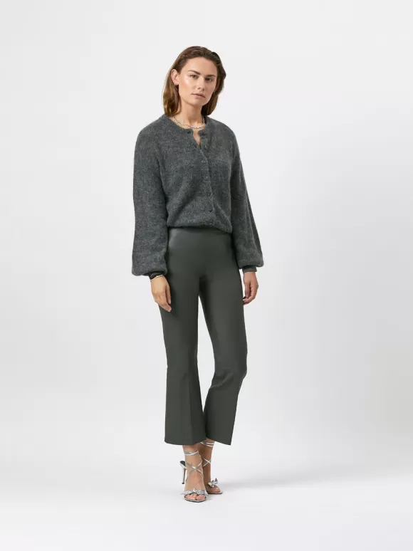 DANTE6 Tyson Crop Flare Leren Broek Grijs